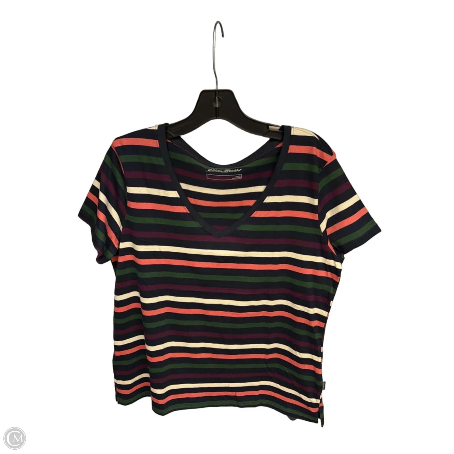 Top Short Sleeve By Eddie Bauer In Striped Pattern, Size: L