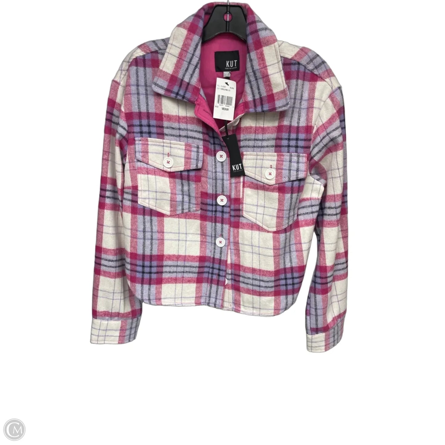 Jacket Shirt By Kut In Pink & Purple, Size: M