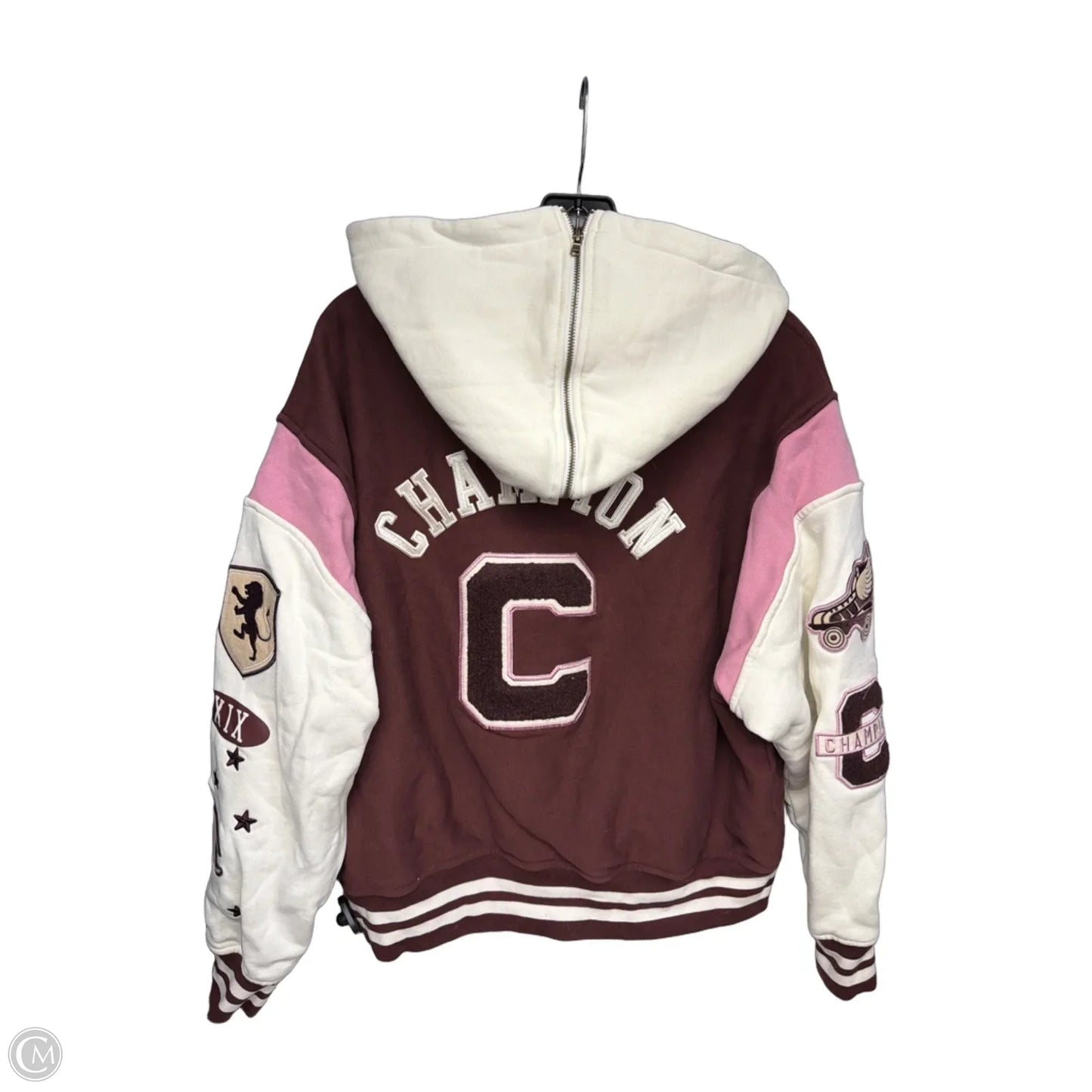 Athletic Sweatshirt Hoodie By Champion In Brown & Cream, Size: Xxl