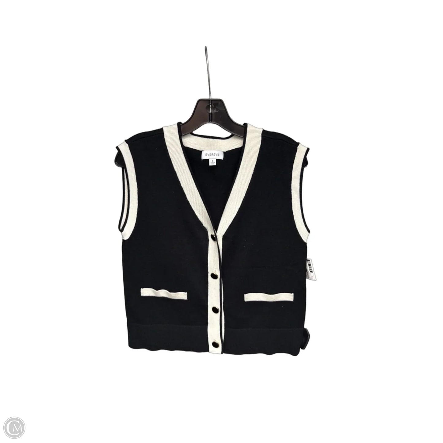 Top Sleeveless By Evereve In Black & White, Size: S