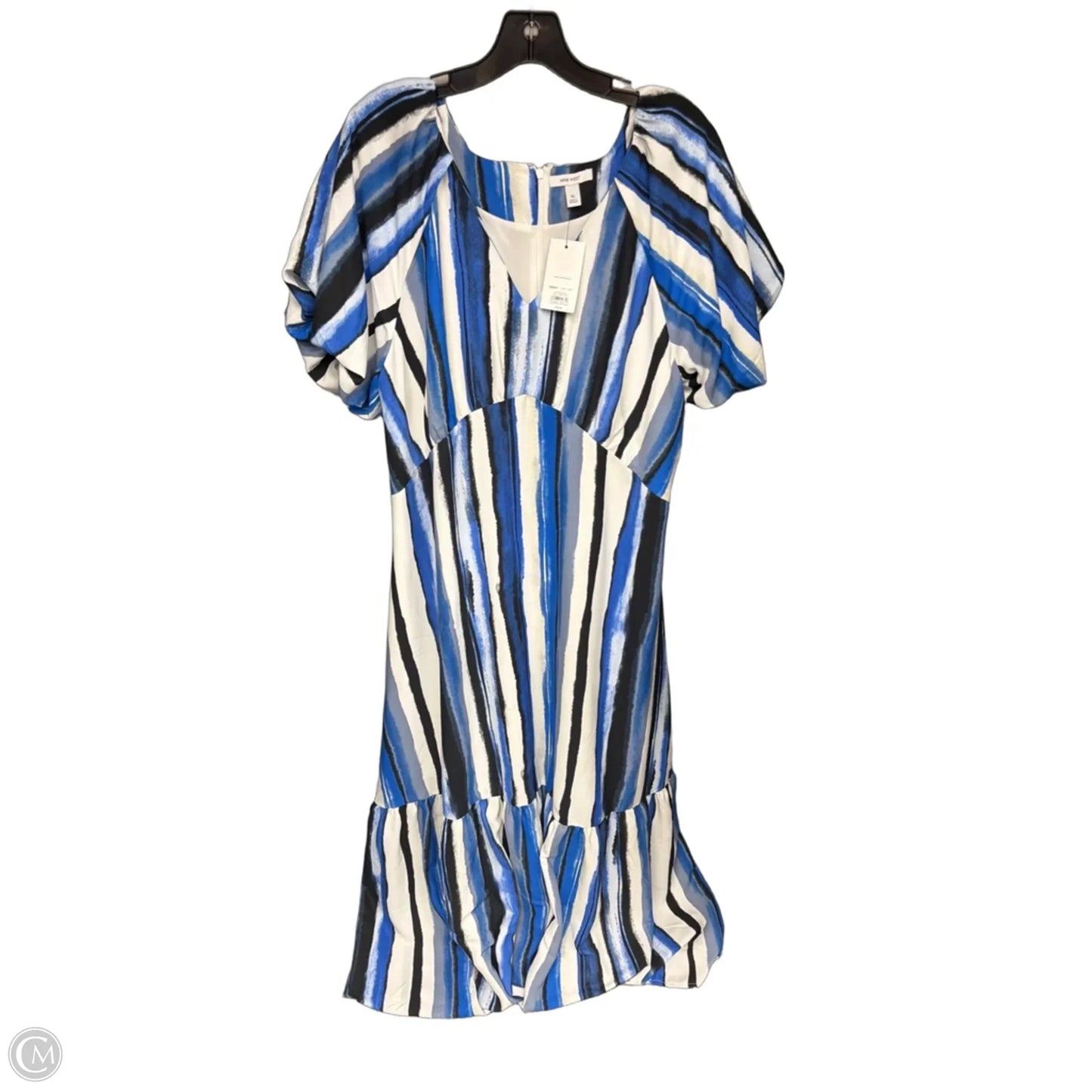 Dress Casual Maxi By Nine West In Blue & White, Size: Xl