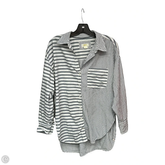 Top Long Sleeve By Maeve In Blue & White, Size: M