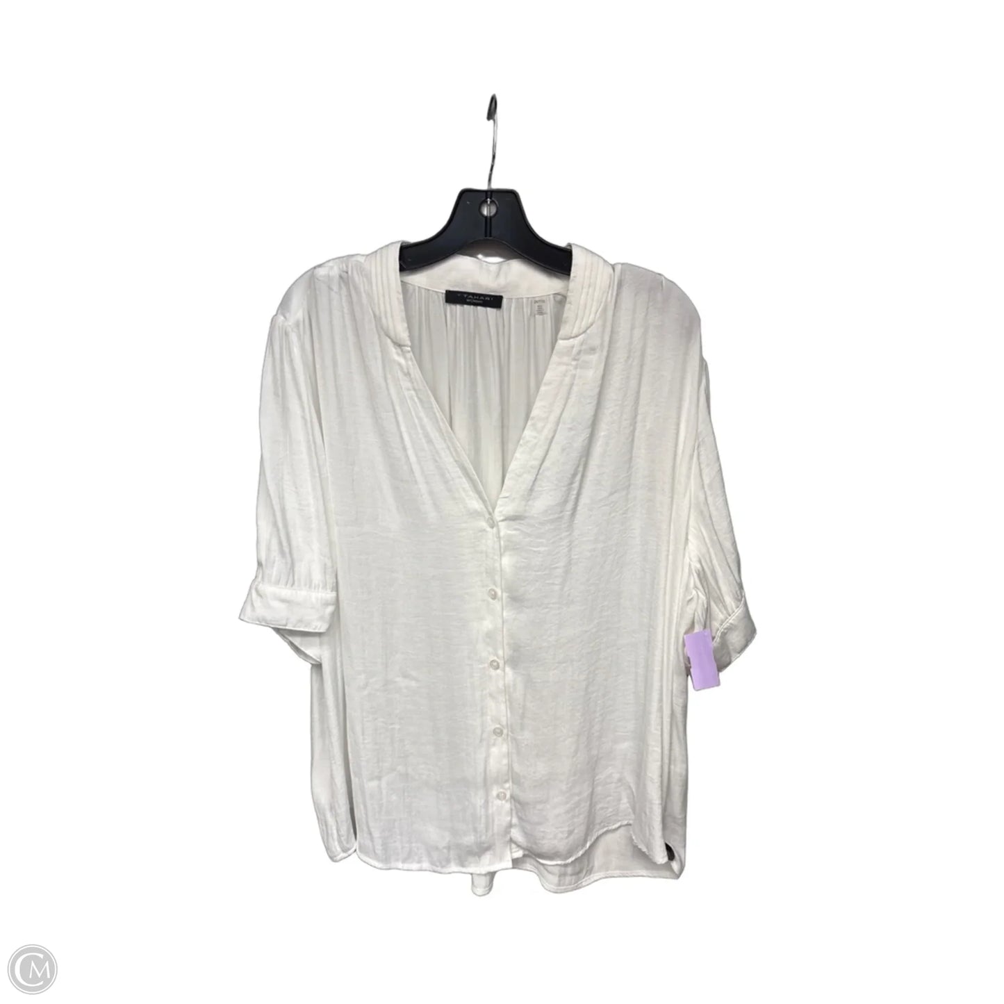 Top Short Sleeve By Tahari In White, Size: 2x