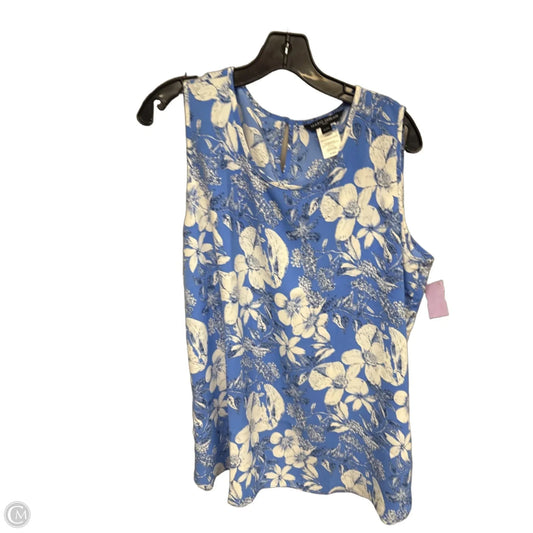 Top Sleeveless By Mario Serrani In Blue & White, Size: Xl