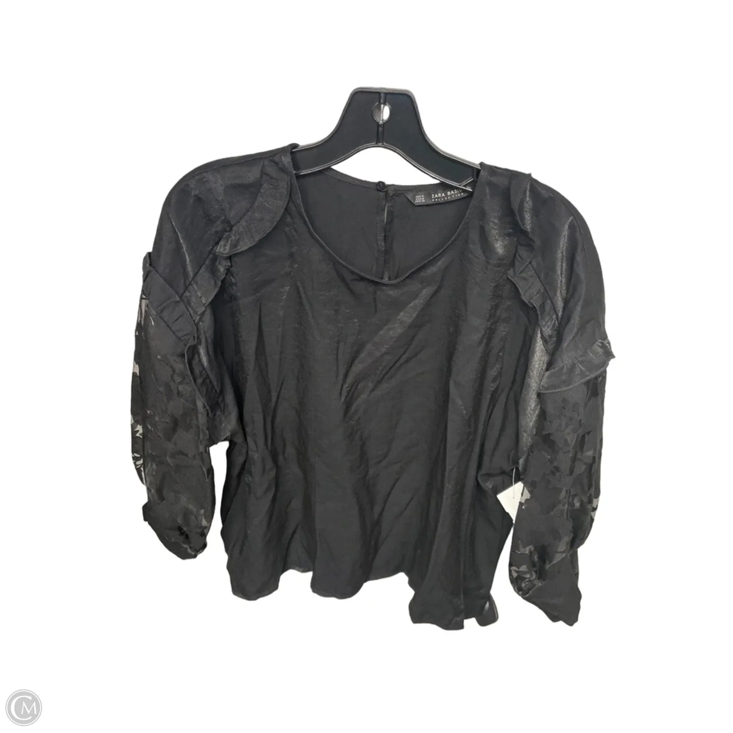 Top 3/4 Sleeve By Zara In Black, Size: M
