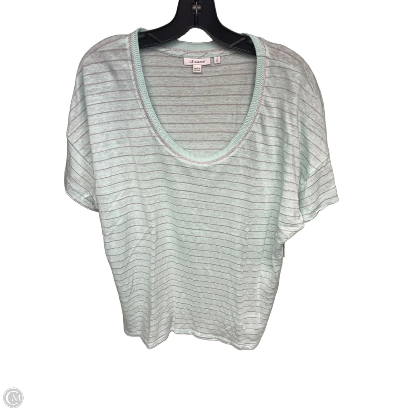 Top Short Sleeve By Chicos In Aqua, Size: Xl