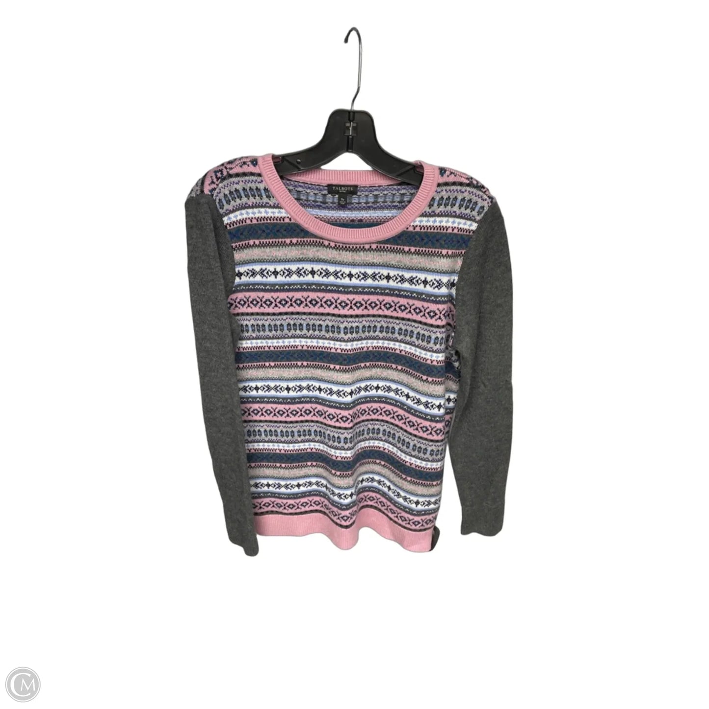 Sweater By Talbots In Grey & Pink, Size: Sp