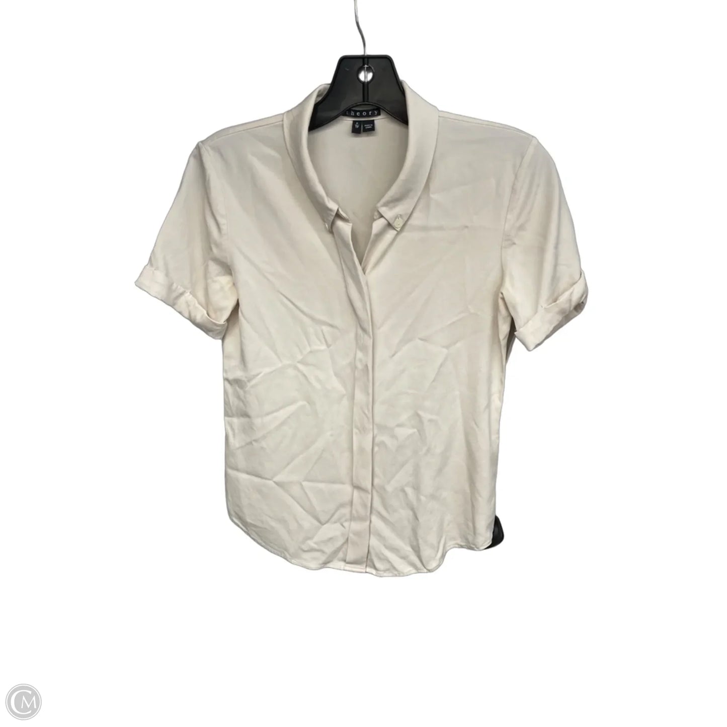 Top Short Sleeve By Theory In Cream, Size: Sp