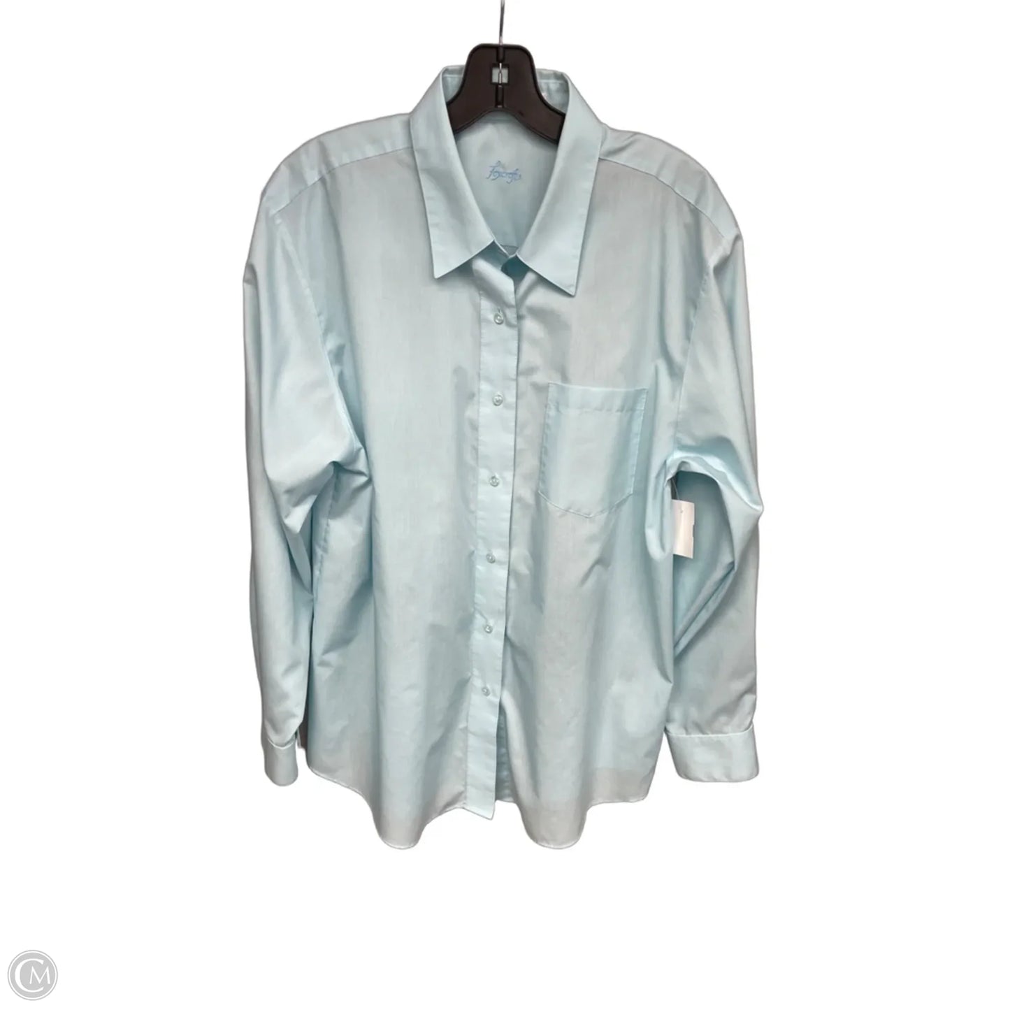 Top Long Sleeve By Foxcroft In Aqua, Size: 16
