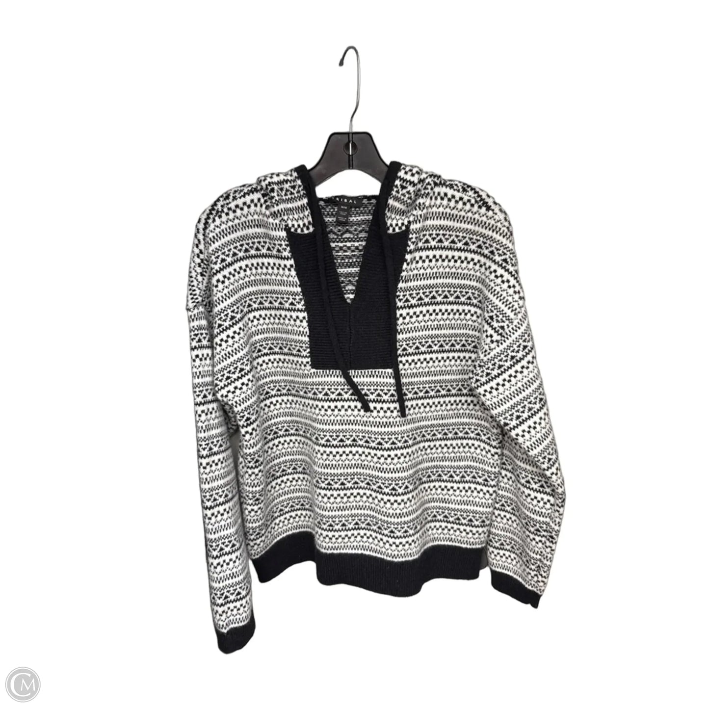 Sweater By Tribal In Black & White, Size: M