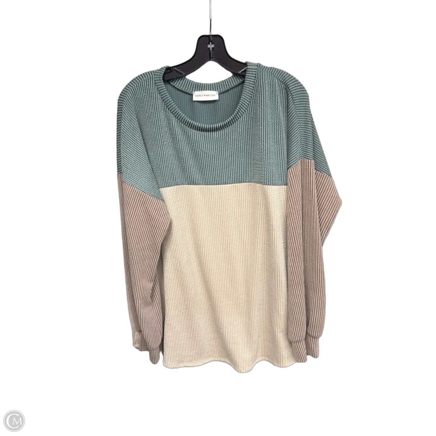 Top Long Sleeve By Lovely Melody In Green & Tan, Size: Xl