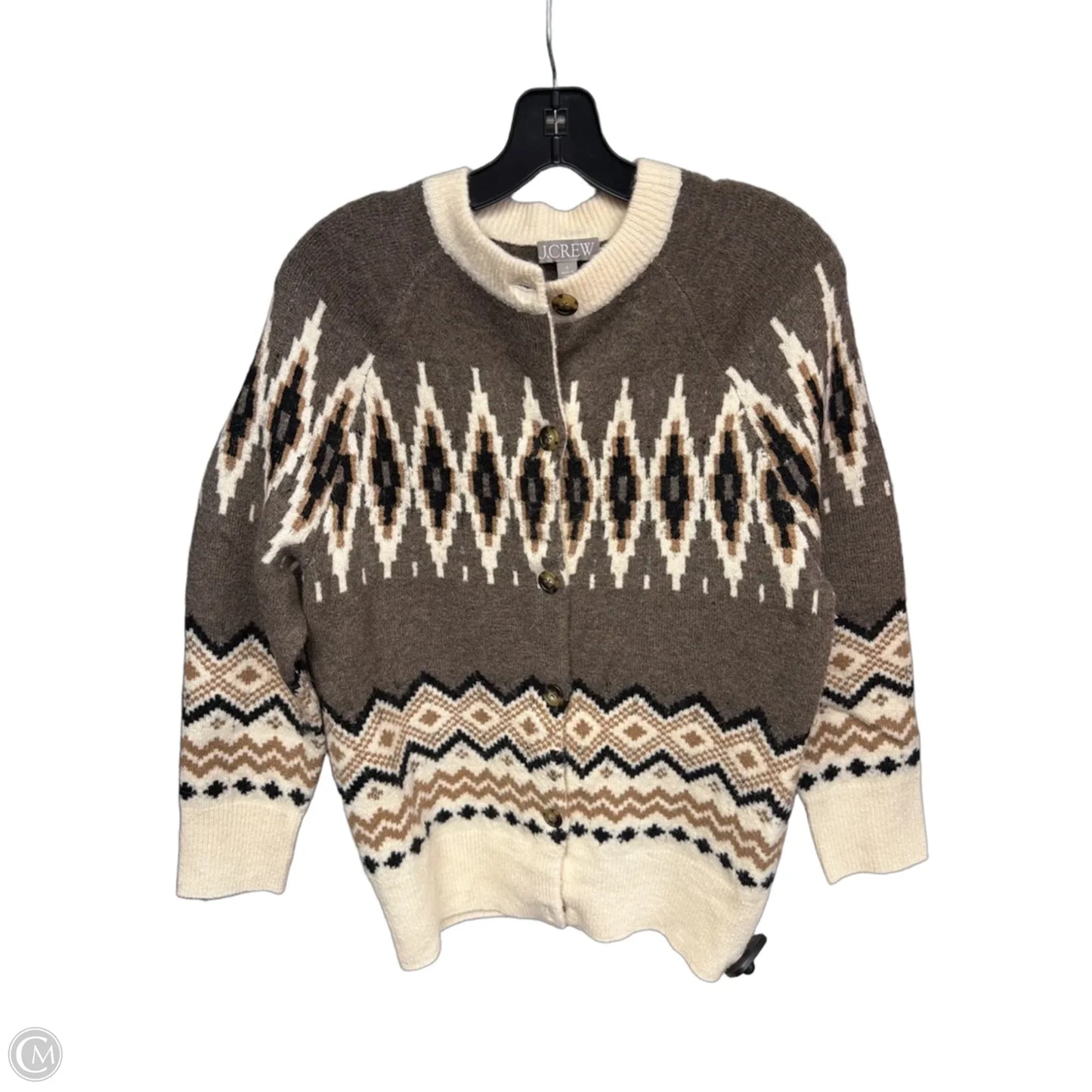Cardigan By J. Crew In Brown & Cream, Size: S