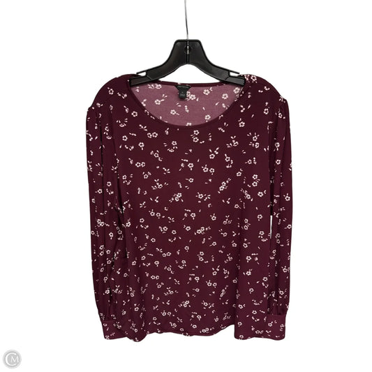 Blouse Long Sleeve By Ann Taylor In Purple & White, Size: Xl
