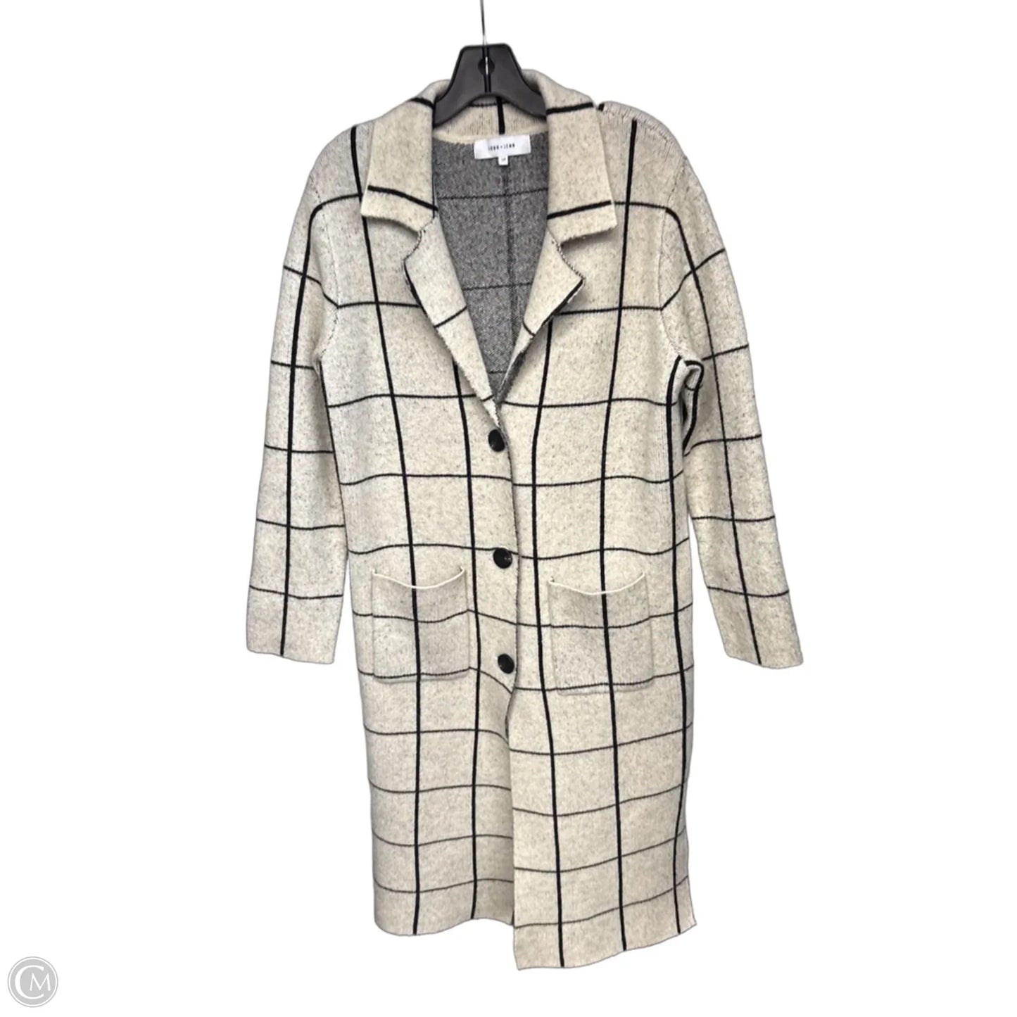 Coat Trench Coat By John + Jenn In Black & Cream, Size: S