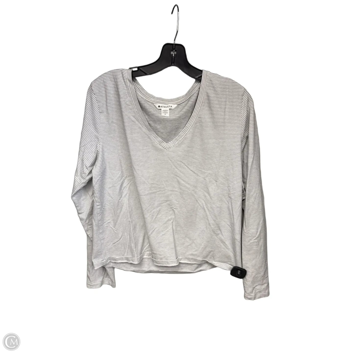 Athletic Top Long Sleeve Crewneck By Athleta In Striped Pattern, Size: M