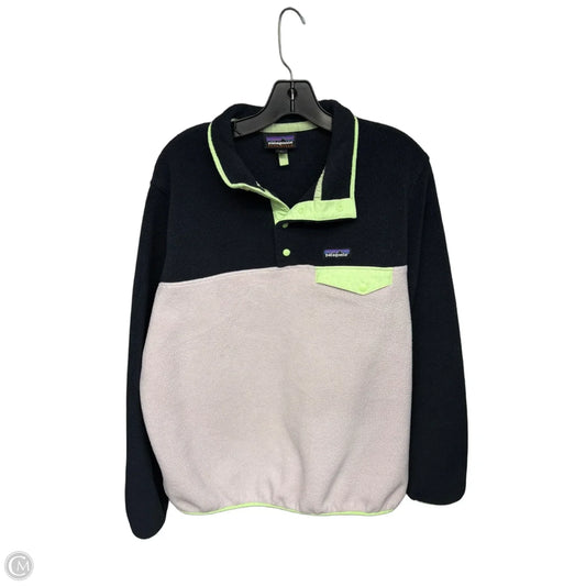 Jacket Fleece By Patagonia In Black & Purple, Size: Xl