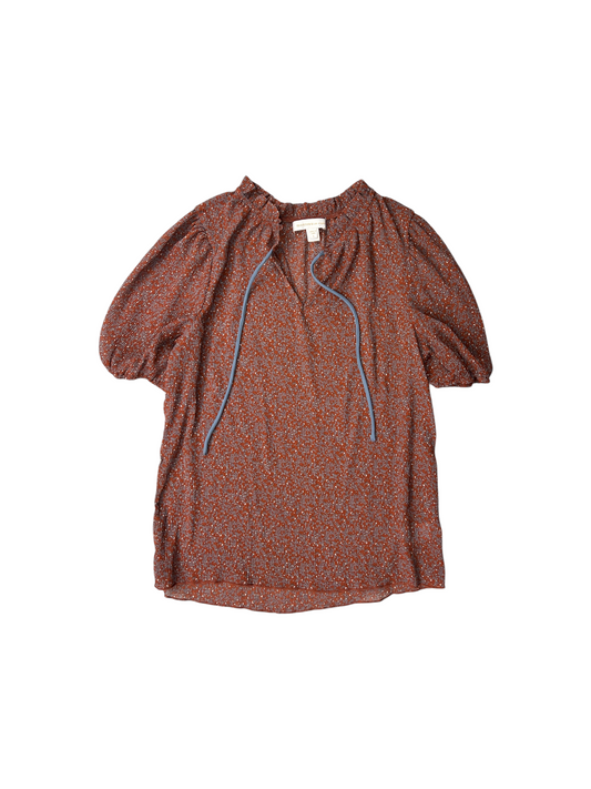 Top Short Sleeve By Monteau In Grey & Red, Size: L