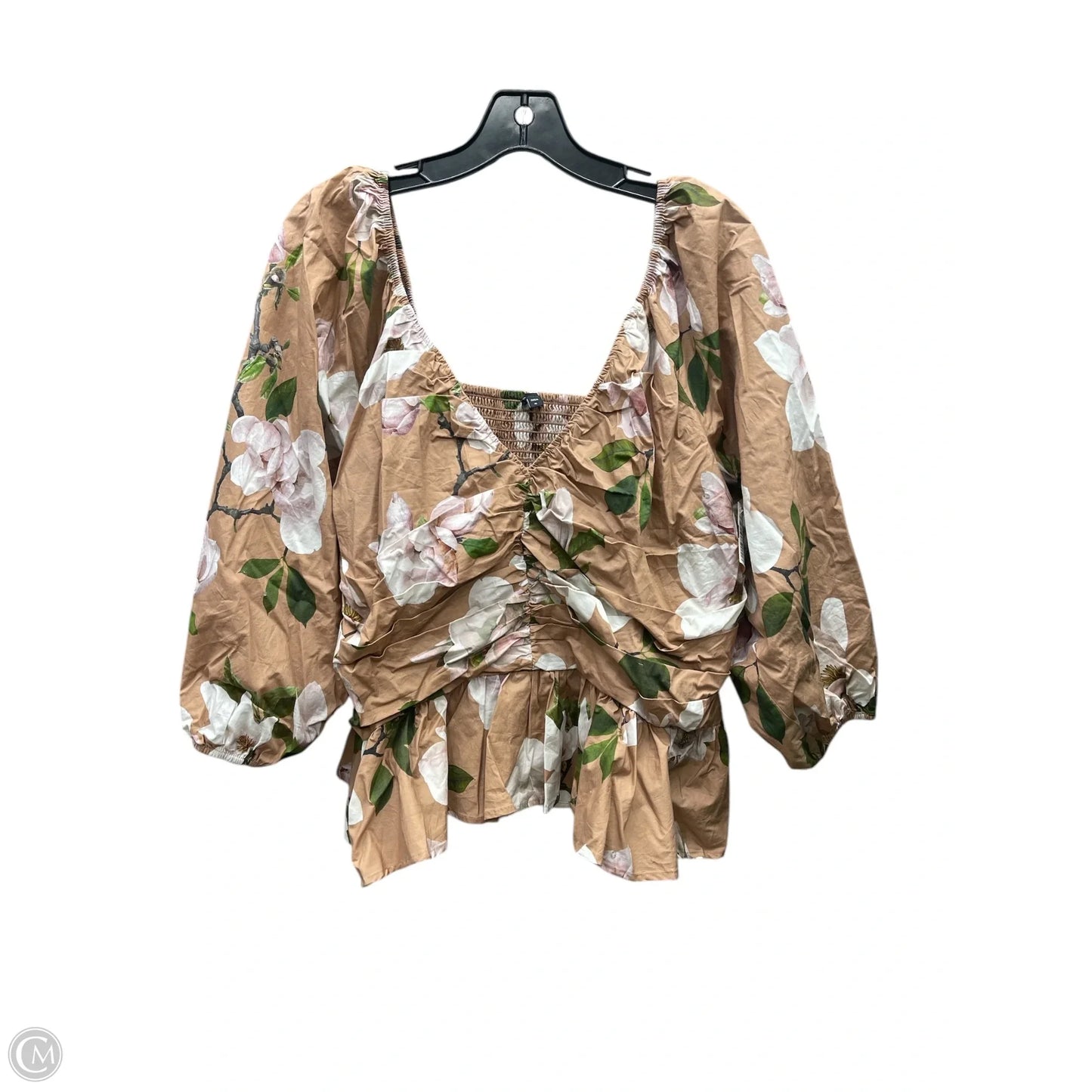 Top Long Sleeve By Express In Green & Tan, Size: Xl