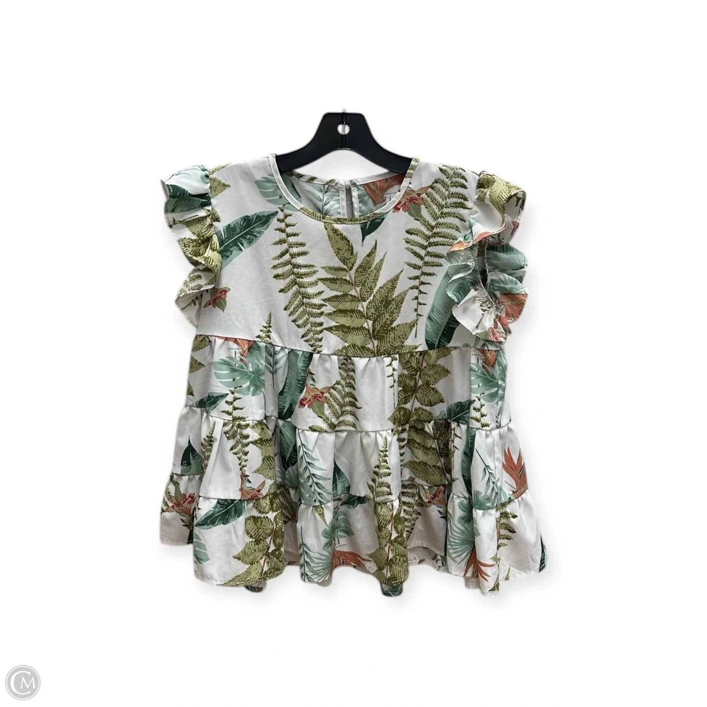 Top Short Sleeve By Shein In Tropical Print, Size: S