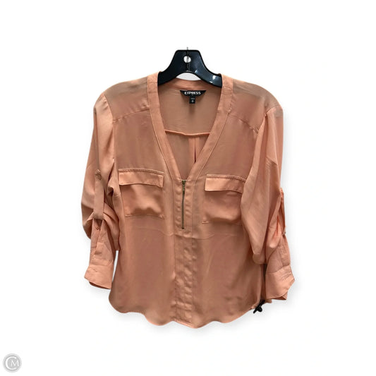 Top Long Sleeve By Express In Peach, Size: M