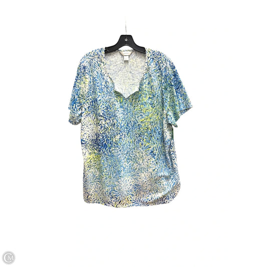 Top Short Sleeve By Cj Banks In Blue & Green, Size: 2x