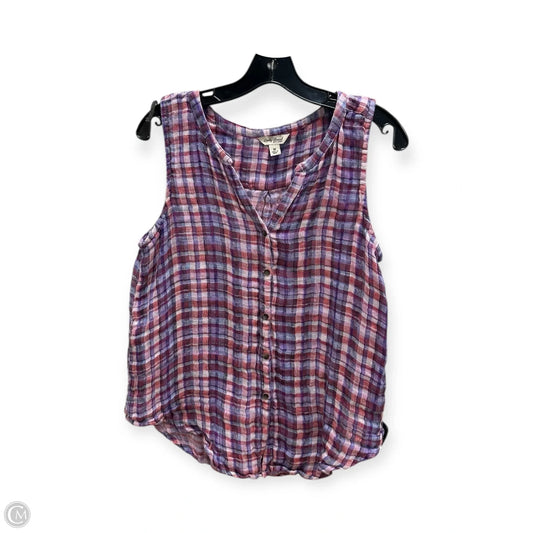 Top Sleeveless By Lucky Brand In Plaid Pattern, Size: M