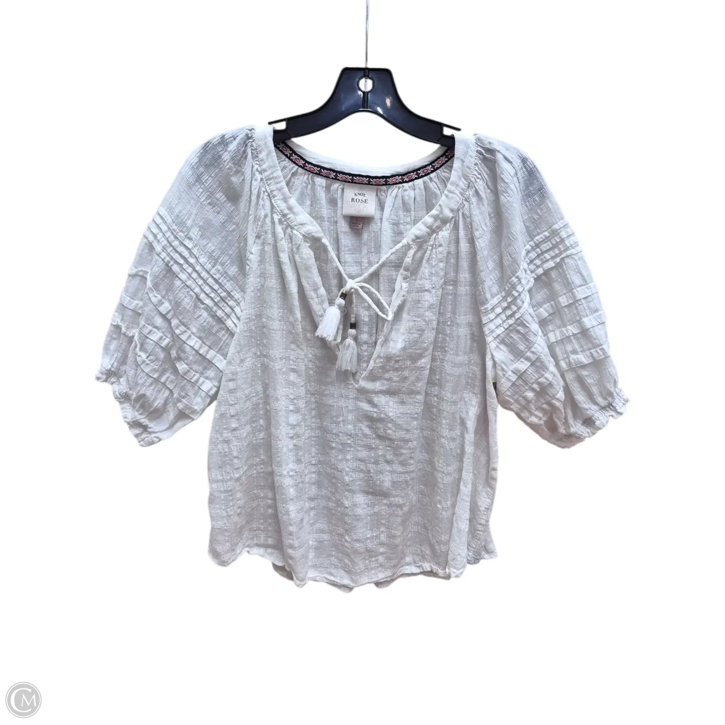 Top Short Sleeve By Knox Rose In White, Size: L