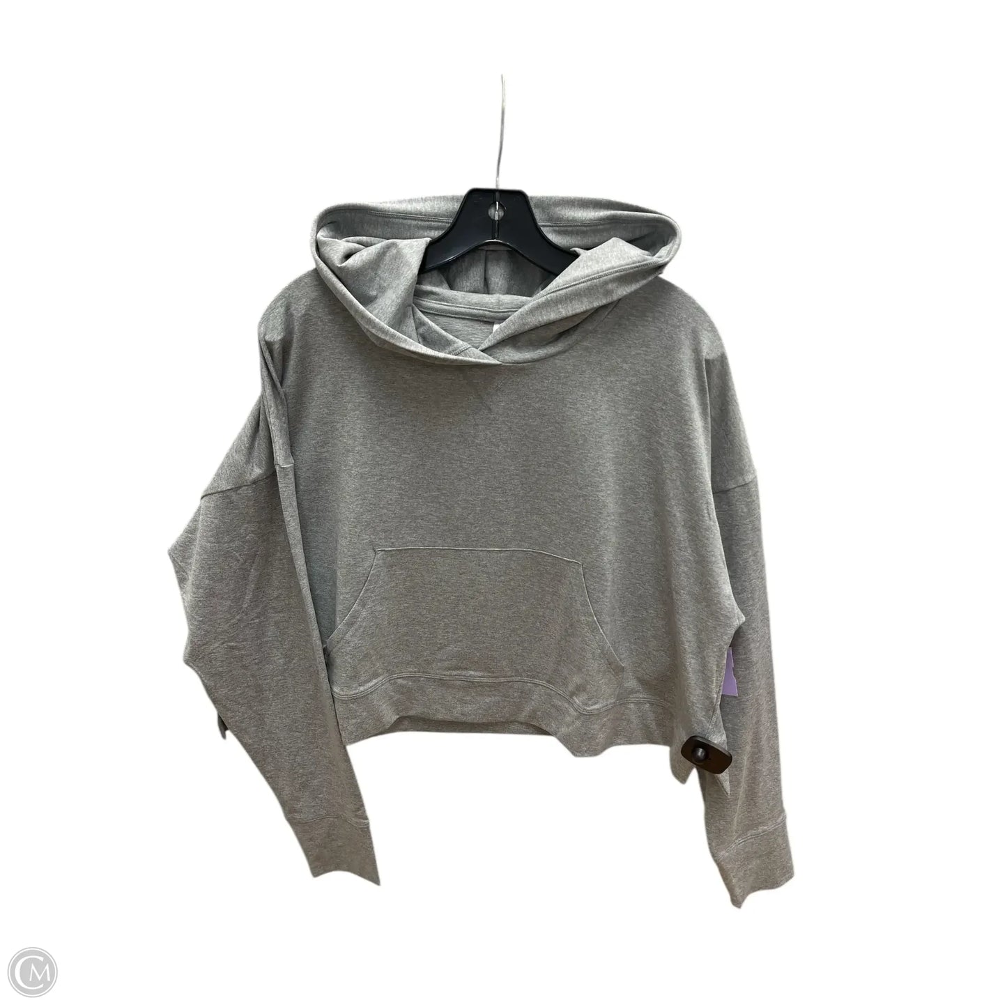 Athletic Top Long Sleeve Hoodie By Fabletics In Grey, Size: L