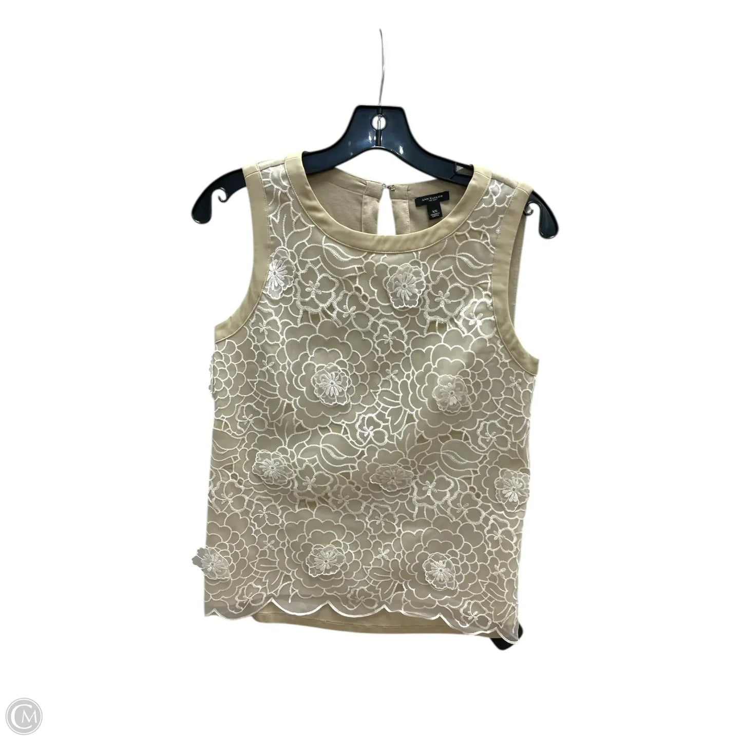 Top Sleeveless By Ann Taylor In Tan & White, Size: Xs