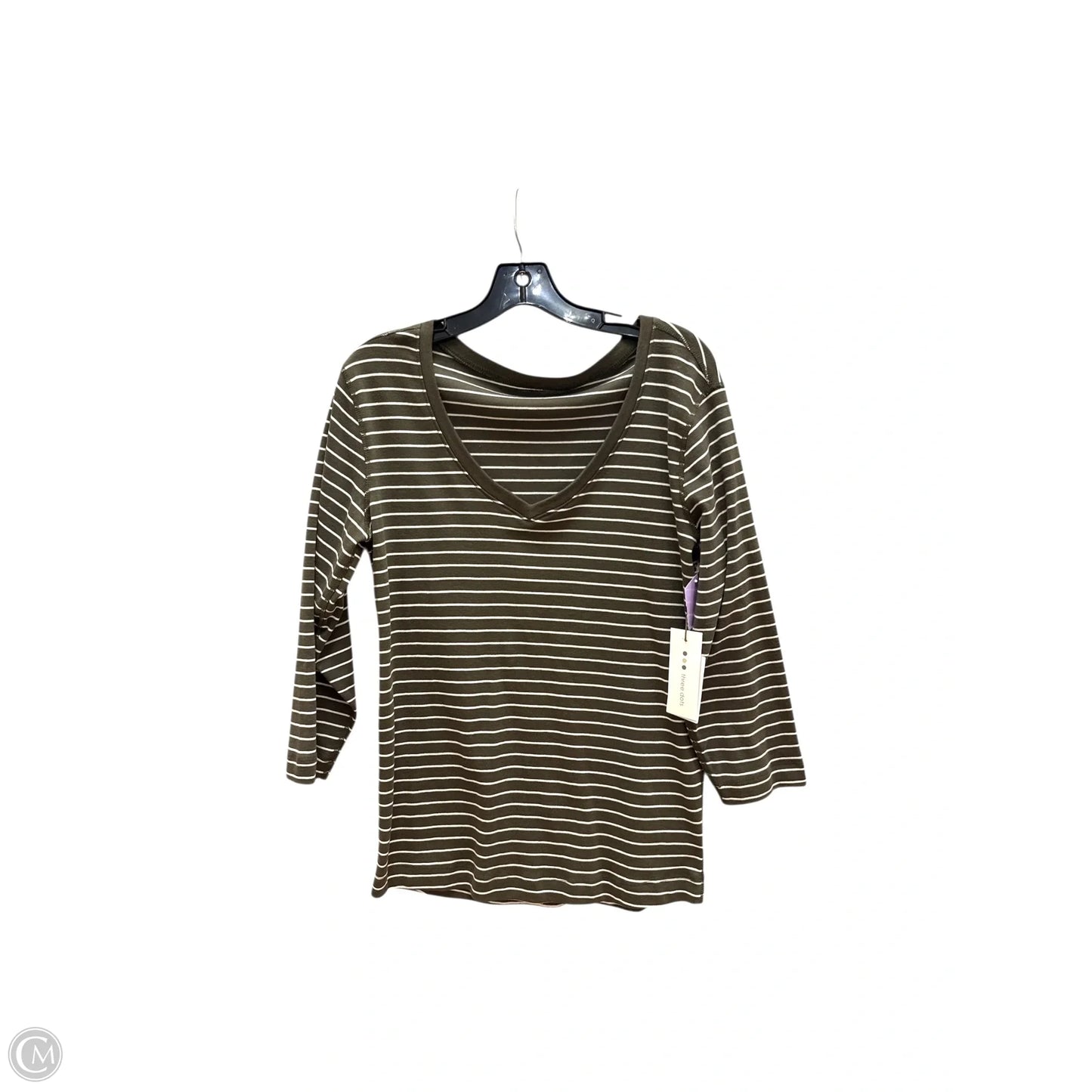 Top 3/4 Sleeve By Three Dots In Striped Pattern, Size: Xl