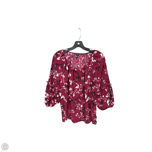 Top Long Sleeve By Adrienne Vittadini In Pink & White, Size: Xl