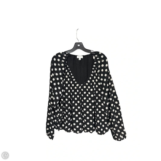 Top Long Sleeve By Evereve In Polkadot Pattern, Size: Xl