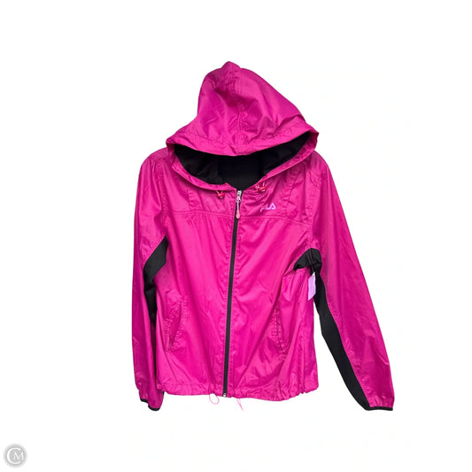 Jacket Windbreaker By Fila In Black & Pink, Size: S