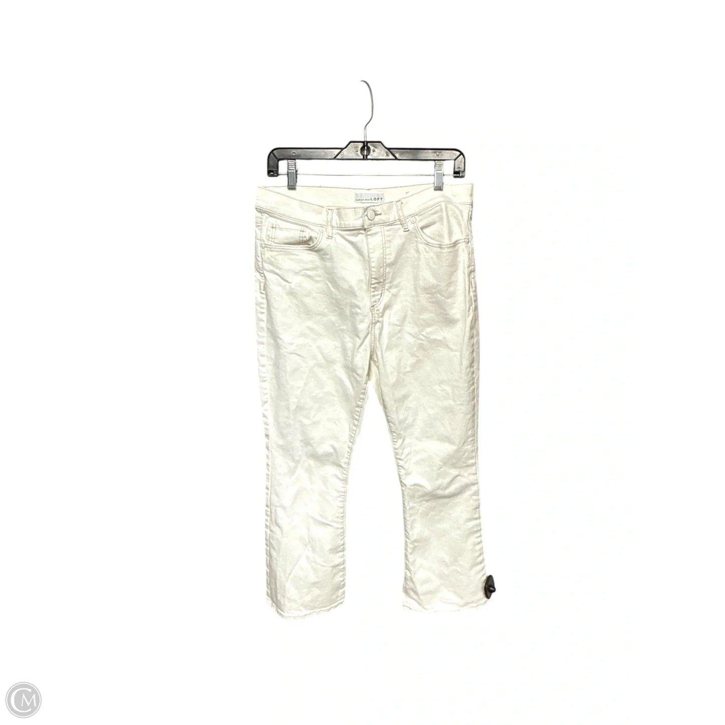 Jeans Cropped By Loft In White Denim, Size: 10