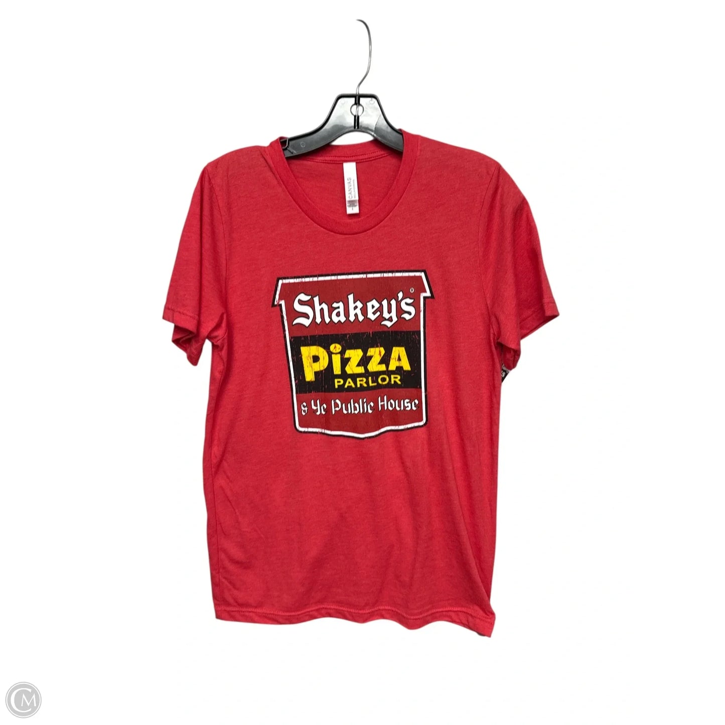 Top Short Sleeve By Bella + Canvas In Red & Yellow, Size: S