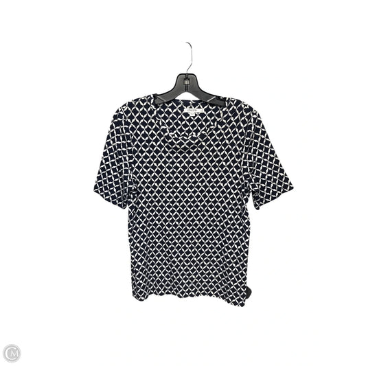 Top Short Sleeve By Chicos In Blue & White, Size: M