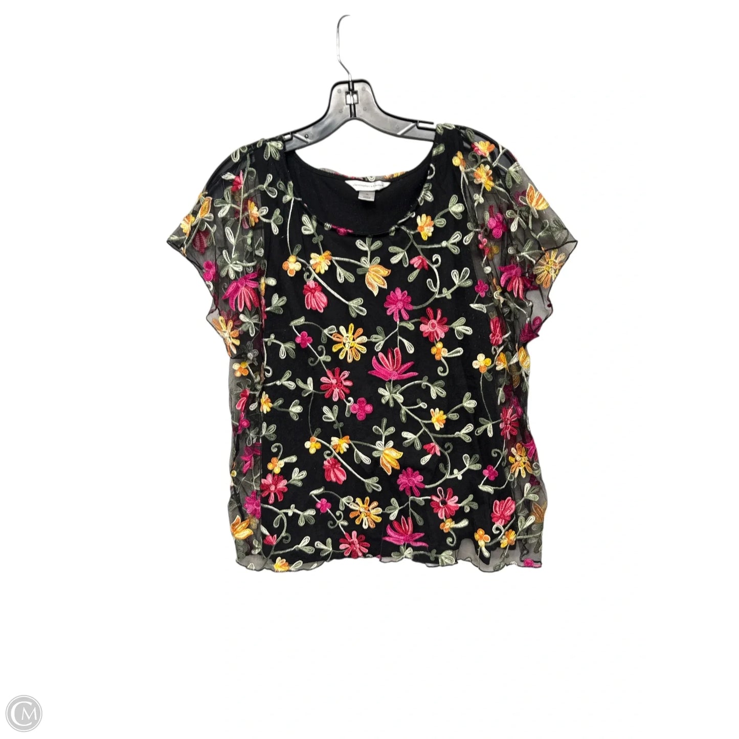 Top Short Sleeve By Christopher And Banks In Floral Print, Size: Xl
