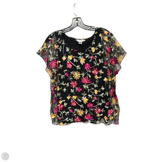 Top Short Sleeve By Christopher And Banks In Floral Print, Size: Xl