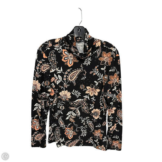 Top Long Sleeve By Boston Proper In Black & Orange, Size: L