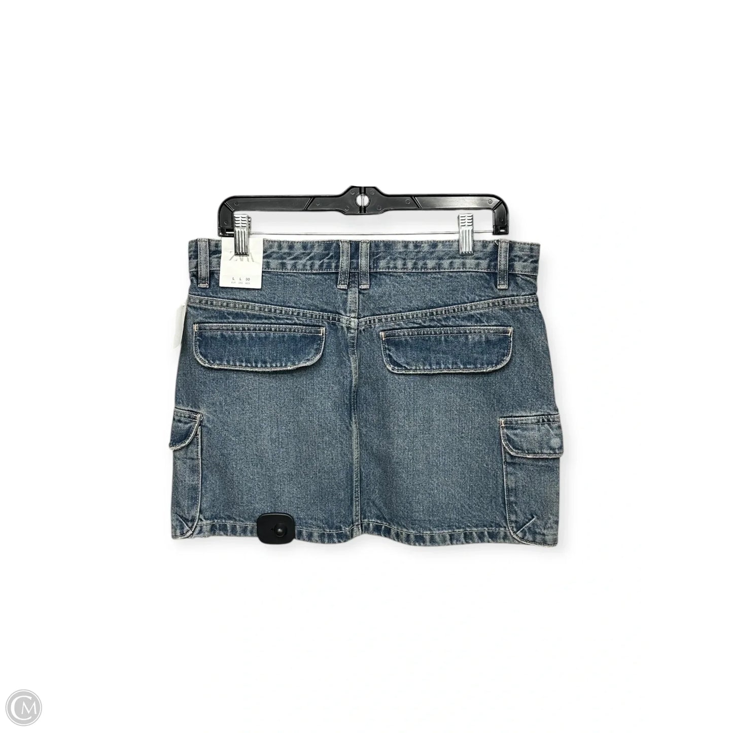 Skirt Mini & Short By Zara In Blue Denim, Size: L