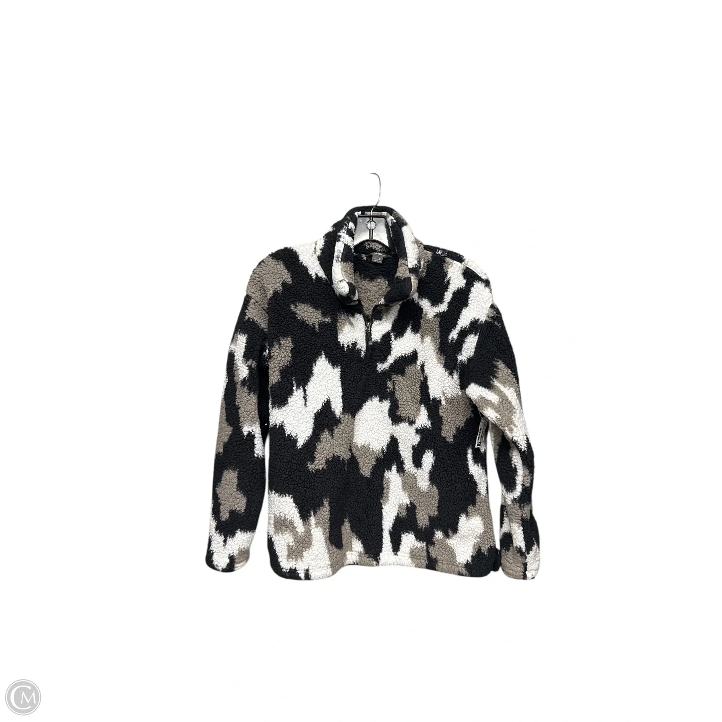 Jacket Faux Fur & Sherpa By Eddie Bauer In Black & White, Size: M