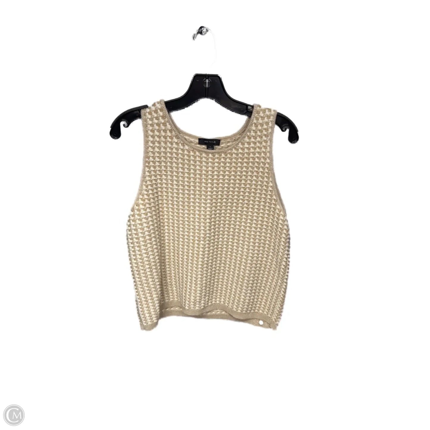 Sweater By Ann Taylor In Tan & White, Size: L