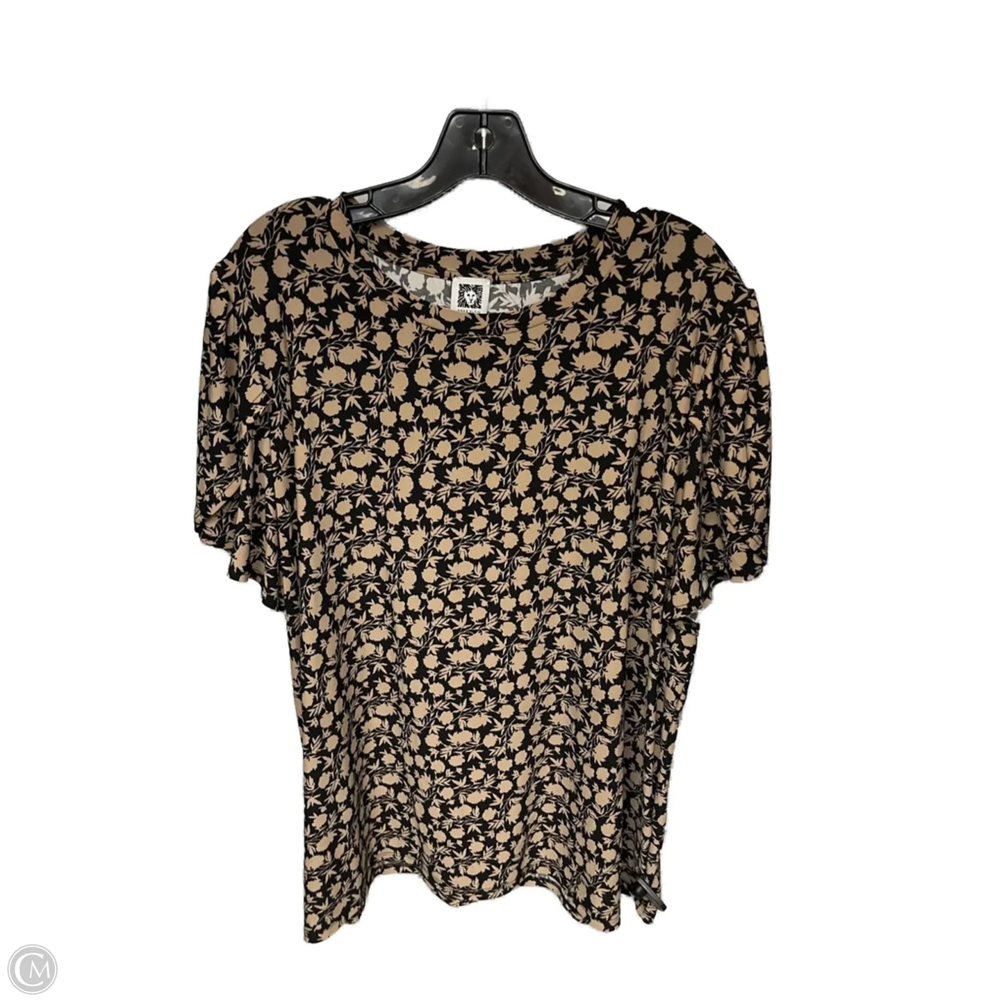 Top Short Sleeve By Anne Klein In Black & Brown, Size: 2x