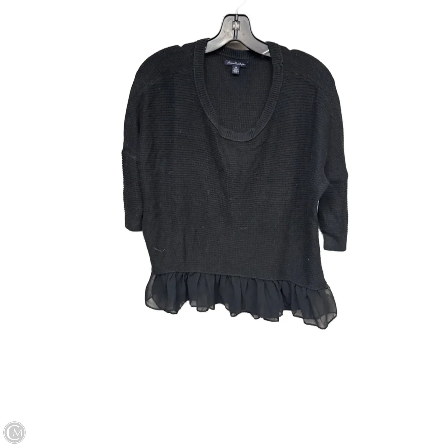 Top 3/4 Sleeve By American Eagle In Black, Size: S