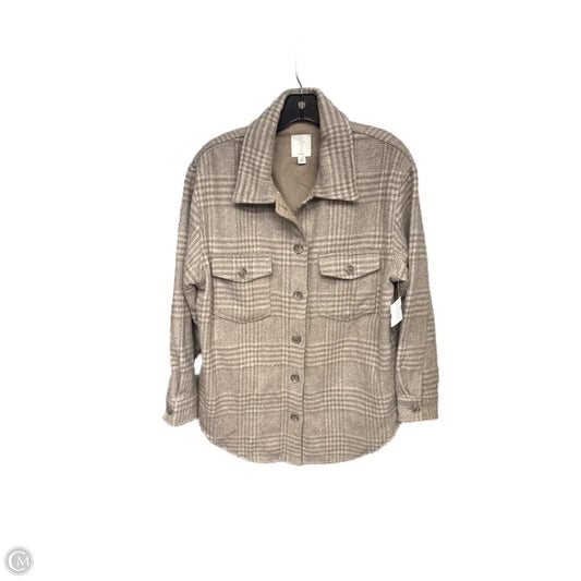 Jacket Shirt By Joie In Plaid Pattern, Size: L