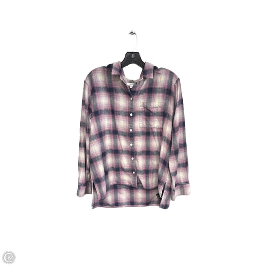 Top Long Sleeve By Madewell In Plaid Pattern, Size: L