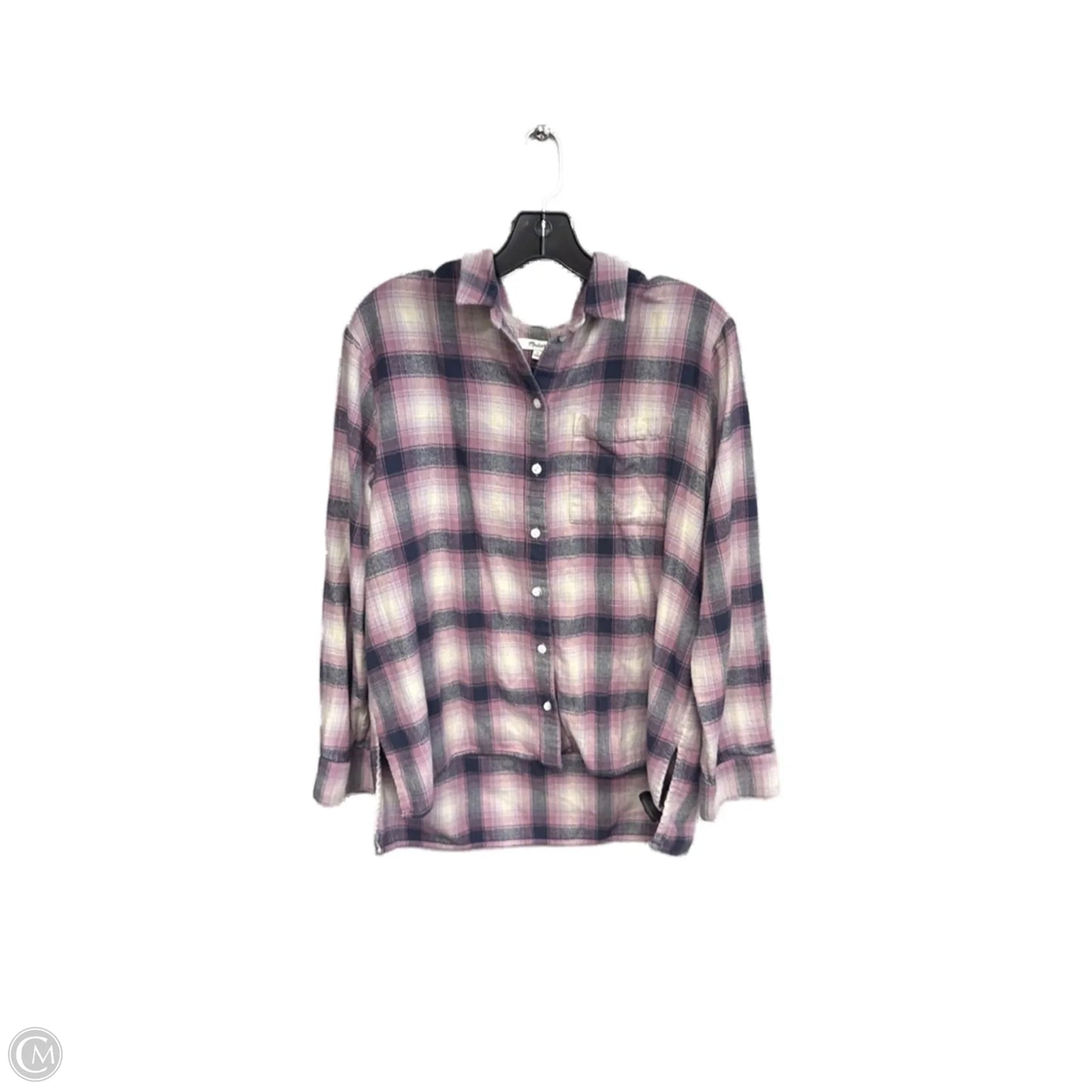 Top Long Sleeve By Madewell In Plaid Pattern, Size: L
