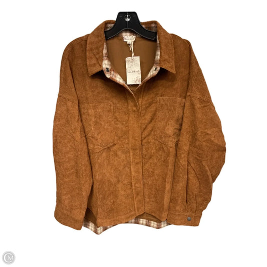 Top Long Sleeve By Hem & Thread In Brown, Size: L