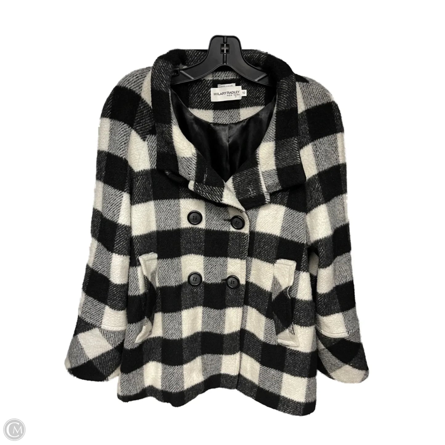 Coat Peacoat By Hilary Radley In Black & White, Size: 10