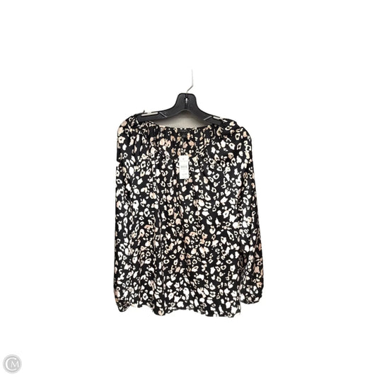 Top Long Sleeve By Ann Taylor In Black & Cream, Size: M